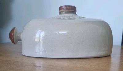 Antique Bourne Denby 3 Pt Oval Bed Foot Warmer Door Stop. Flat base. 2 tone. VG - Image 1 of 4