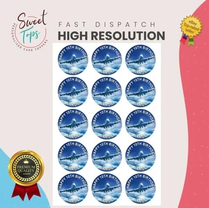 Air Plane - Aeroplane 15x 2" Personalised Round Edible Birthday Cup Cake Toppers - Picture 1 of 6