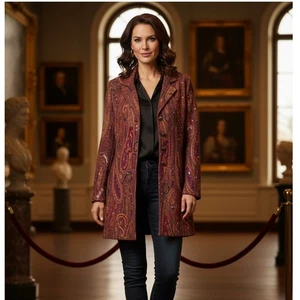 Chaqueta Blazer Coldwater Creek Mujer Talla XL Tapiz Paisley Adornada Bohemia - Imagen 1 de 12