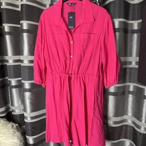 Marks & Spencer Fuchsia Beach Shirt Dress Size 14 - Picture 1 of 6