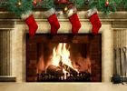 Fireplace Backdrop Christmas Tree Family Party Background Photo Studio Props