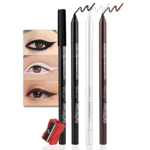 3Pcs Black & Dark Brown & White Gel Glitter Matte Metallic Eyeliner Pencils S... - Picture 1 of 6