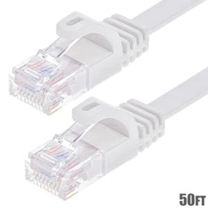 50FT Cat6 RJ45 Network LAN Ethernet FLAT UTP Patch Cable Cord 550MHz 30AWG White - Picture 1 of 4