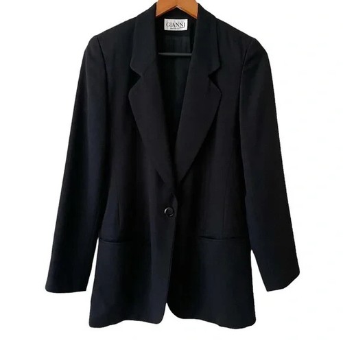 VERSACE Giacca classica GIANNI donna carriera blazer nero un bottone taglia 4
