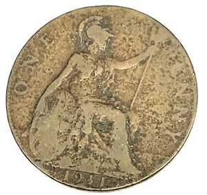# C7353 GREAT BRITAIN COIN, LARGE PENNY 1911 poor condition - Picture 1 of 2