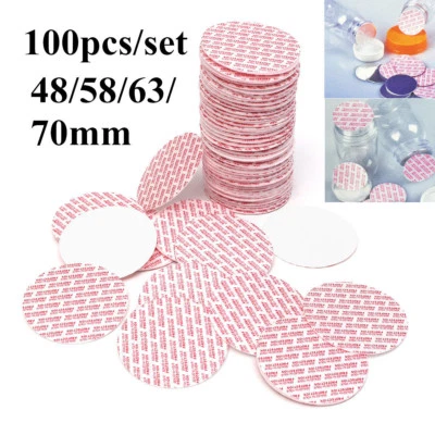 100Pcs Foam Safety Tamper Seals Jar Bottle Press Seal Cap Liners 48/58/63/70mm - Image 1 of 4