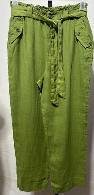C&C California Women's Lime Green Cargo Linen Pants Medium Elastic Waist New NWT - Image 1 of 4
