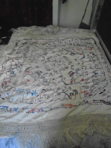 Antique Silk embroidered Manila Shawl - Picture 1 of 15