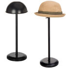 MyGift Set of 2 Black Metal Dome Shaped Adjustable Height Hat Wig Display Stands