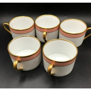 Set of 5 - Flat Cups Renaissance Peach (Wide Gold Verge Line) by FITZ & FLOYD - Picture 1 of 4