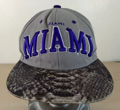 CITY HUNTER MIAMI GORRA/GORRA DE BÉISBOL AJUSTABLE SNAPBACK, GRIS/PÚRPURA, FLORIDA/FL Foto 1 de 4