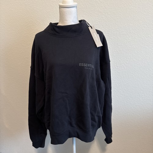 Felpa con cappuccio Fear of Gods Essentials Nebbia Finto Collo Pullover Navy Tg M Nuova con etichette