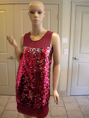 ESLEY PLUM SEQUIN MINI SLEEVELESS COCKTAIL DRESS OPEN BACK NWT SIZE SMALL  - Image 1 of 4