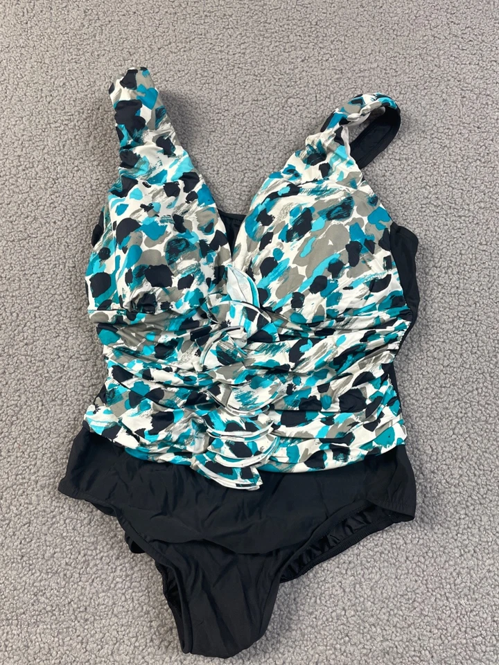 Traje de baño INC International Concepts One Piece negro para mujer talla 18W” Foto 1 de 4