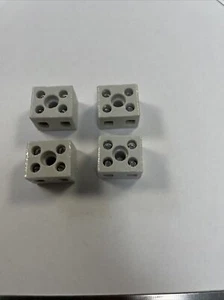 4x Porcelain Connectors 5Amp 2Way Fixing hole Ceramic Blocks Heat Resistant - Picture 1 of 4