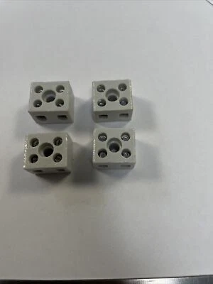 4x Porcelain Connectors 5Amp 2Way Fixing hole Ceramic Blocks Heat Resistant - Image 1 of 4