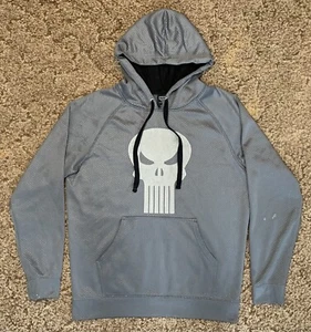 Marvel Punisher Hoodie Adult Medium Gray Skull Pullover Long Sleeve Logo - Picture 1 of 8