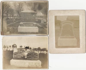 Lote de 3 fotografías originales de muestra de lápida de cementerio y foto de gabinete - Imagen 1 de 5