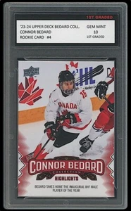 Tarjeta de novato Connor Bedard 2023-24 Upper Deck colección NHL primer grado 10 RC #4 - Imagen 1 de 1