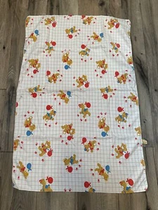 Vintage Dundee Baby Blanket With Bear & Red Balloon Print In Cotton Fabric - Picture 1 of 4