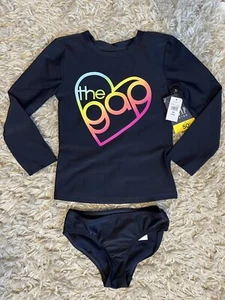 NWT GAP Kids Girls Navy TWO-PIECE RASHGUARD SWIM SUIT, Sz XS (4-5) - Picture 1 of 4