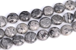 10MM Gray Crazy Lace Jasper Flat Round Button Grade AAA Natural Loose Beads - Bild 1 von 4
