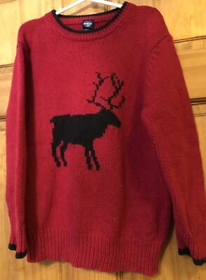 SUÉTER ALCE OSHKOSH ROJO Y NEGRO de peso pesado para niños talla 7 Foto 1 de 4