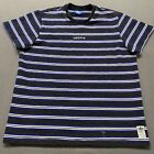 Adidas Shirt Mens 2XL Blue Black Striped Spell Out Logo Outdoor Casual