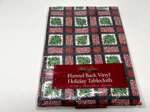 Holiday Time Christmas Print Vinyl Flannel Backed Tablecloth Oblong 52" x 90" - Picture 1 of 3