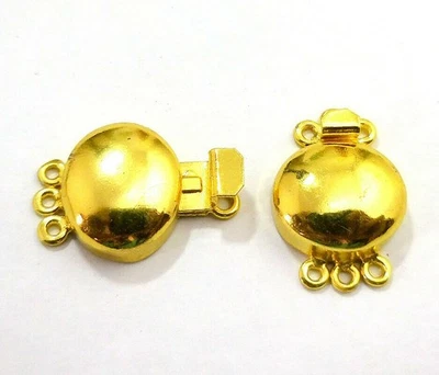 2 Pcs 22X18X7mm Hammered Box Clasp 3 Strand 18k Gold Plated - Image 1 of 4