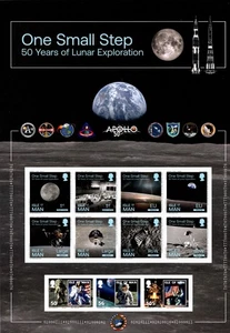 ISLE OF MAN  2019 & 2020  APOLLO MOON LANDING  50TH  PAIR OF LARGE SHEETS  MNH - Picture 1 of 4