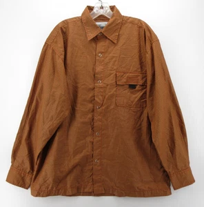 VINTAGE No Fear Shirt Men Medium Orange Rust Snap Up Plaid Streetwear Skater Y2K - Picture 1 of 10