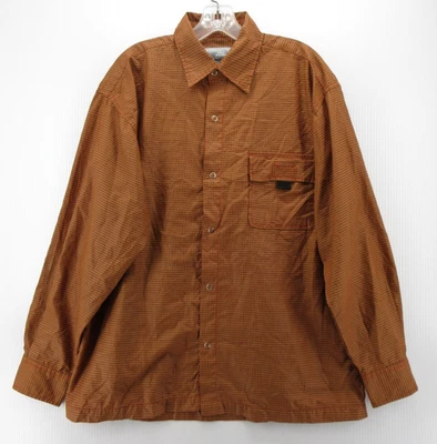 VINTAGE No Fear Shirt Men Medium Orange Rust Snap Up Plaid Streetwear Skater Y2K - Image 1 of 4