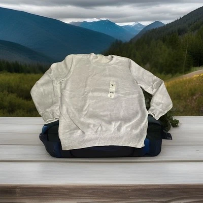 Bobbie Brooks Pullover Round Neck Sweatshirt Light Cream with Heather Grey Speck - Image 1 of 4