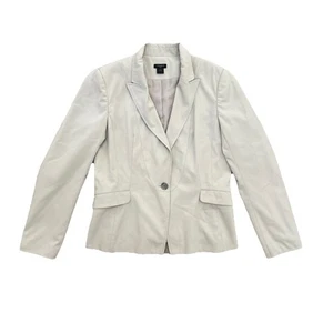 Ann Taylor Womens Blazer Size 10 Beige One Button Lined Career Workwear Jacket - Picture 1 of 9