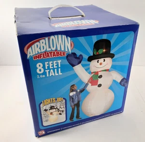 Muñeco de nieve inflable Gemmy 2005 8' iluminado soplado por aire ¡Decoración de patio de vacaciones de Navidad! - Imagen 1 de 9