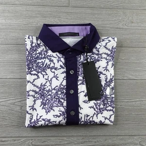 Greyson Dragonfly Garden Polo Arctic Herren klein weiß lila Allover-Muster neu mit Etikett - Bild 1 von 10