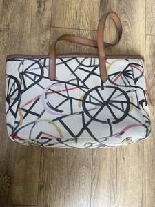 Fossil Sydney Tote Canvas Leather Trim, Tote Shoulder Bag - Picture 1 of 14