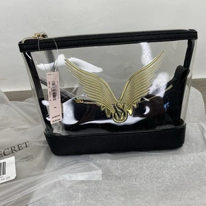 Victoria's Secret NWT Fashion Show 2025 Cosmetic Case Set 2 Piece Logo Clear Zip - Picture 1 of 7