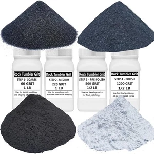 Total 6 LBS Weight Rock Tumbler Grit Set, 4 Step Tumbling Media Refill-Coarse... - Picture 1 of 6