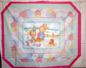 PATCHWORK PICNIC CRIB QUILT PANEL FROM SPRINGS - 100% COTTON FABRIC - Picture 1 of 4