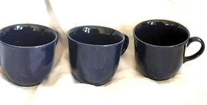 3x Staffordshire Tableware Solid Blue Coffee Tea Cups Mugs 8cm x 8.5cm Vintage - Picture 1 of 5