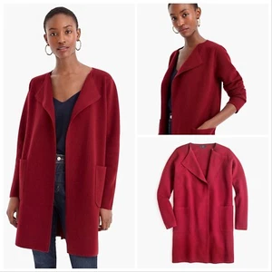 J.CREW Size M Juliette collarless wool-blend sweater-blazer BURGUNDY Style J6339 - Picture 1 of 12