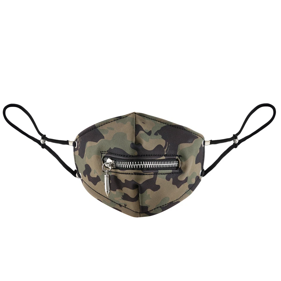 Outdoors Biker Motorcycle Leather Mask Camouflage Bullet Zipper Half Face Masks - Image 1 of 4