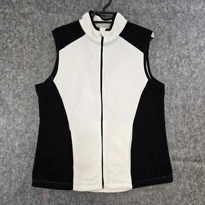 Chaleco Kim Rogers Mujer Grande Negro Blanco Vellón Cremallera Completa Bolsillos Adelgazante Cómodo Foto 1 de 4