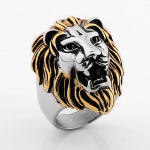 Heiß super cool 316L Edelstahl Herren König der Löwen Kopf Biker Ring Größe 8-15 - Bild 1 von 4