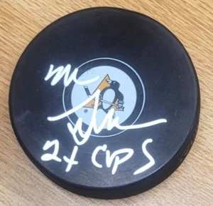 Autographed MIKE SULLIVAN "2X SC" Pittsburgh Penguins Hockey Puck w/COA - Picture 1 of 1