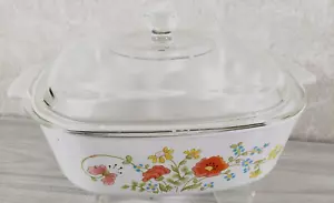 Cazuela de amapola naranja flor silvestre CorningWare 2 cuartos con tapa vintage - Imagen 1 de 6