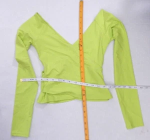 Womens CARBON38 Long Sleeve Wrap Top in Melt Small Acid Lime Excellent cond.! - Picture 1 of 11