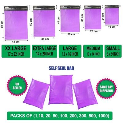 Purple Postal Mailing Bags Postage Coloured Packaging Parcel Shipping Bags Cheap • 189.95£